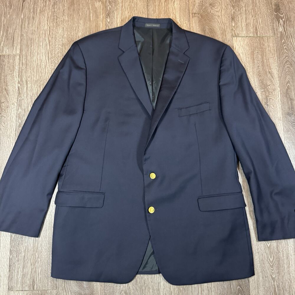 LAUREN Ralph Lauren 100% Wool 2 Waterbury Gold Button Navy Blazer-50L